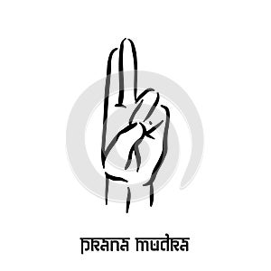 Prana mudra. Hand spirituality hindu yoga of fingers gesture. Technique of meditation for mental health. photo