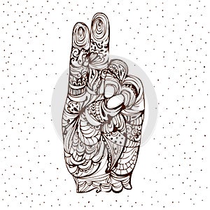 Prana mudra. Hand in yoga mudra. photo