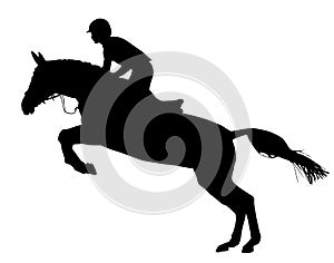 Prance horse witj jockey black silhouette vector illustration isolated. photo
