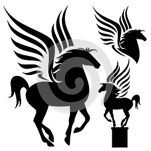 Prancing pegasus silhouette