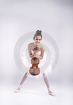 Prapare for practice basic ballet pattern and dance with violin