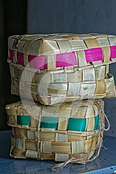 Prasad Packs In Traditional Palm Leaf  Box