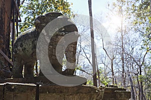 Prasat Damrei means Elephant temple ruin in the Koh Ker temple complex, Siem Reap, Cambodia photo