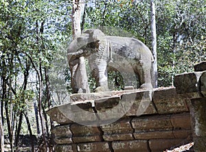 Prasat Damrei means Elephant temple ruin in the Koh Ker temple complex, Siem Reap, Cambodia photo