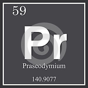 Praseodymium chemical element, dark square symbol