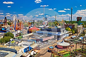 Prater amusement park in Vienna aerial view