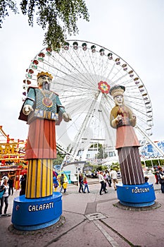 Prater Amusement Park in Vienna, Austria. Vertical photo