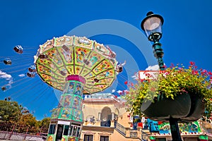 Prater fun park carousel in Vienna view