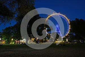 Prater Park and Ferris wheel at night. Vienna, Austria