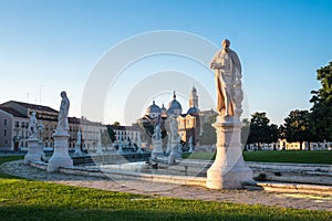 Prato della Valle Main Square in Padua, Italy at Sunrise in the Early Morning