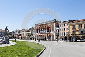 Prato della Valle square in Padua with Amulea Loggia, Italy