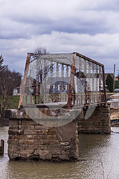 Pratt Through Truss Bridge Demolition - Big Sandy River, Greenup, Kentucky photo