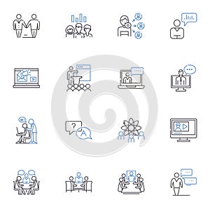 Prattling folks line icons collection. Gossip, Talking, Chattering, Babbling, Blabbering, Yapping, Ranting vector and