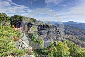 Pravcicka-brana famous stone gate on sunny autumn day