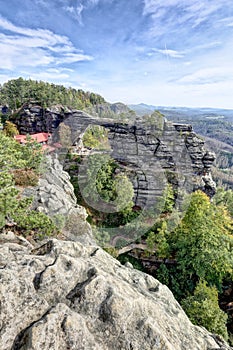 Pravcicka-brana rock gate on autumn day