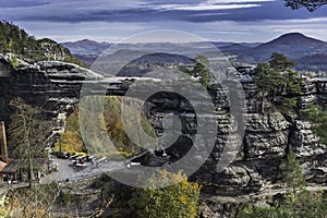 Pravcicka gate the largest natural arch in Europe, Czech-Saxon Switzerland, Cze