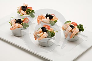 Prawn appetizer with caviar