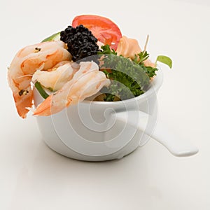 Prawn appetizer with caviar