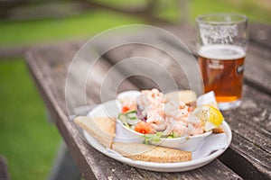 Prawn cocktail and a beer