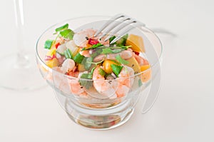 Prawn, cucumber and mango salad