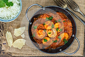 Prawn curry and rice