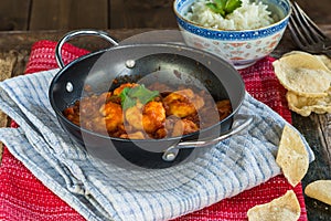 Prawn curry and rice