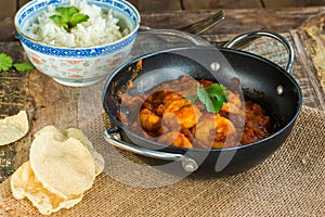 Prawn curry and rice