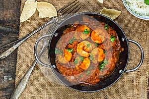 Prawn curry and rice