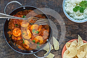 Prawn curry and rice