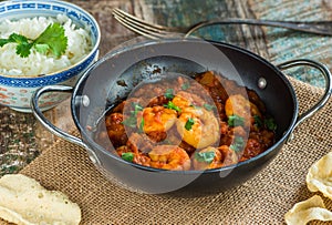 Prawn curry and rice