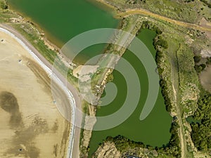 A prawn farm from the air, empty due to the annual winter closure