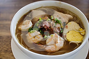 Prawn and Fish in Indonesian Spicy Soup Rice Noodle