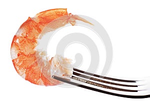 Prawn on fork