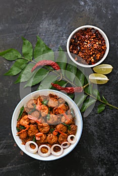 Prawn roast, shrimp fry Kerala