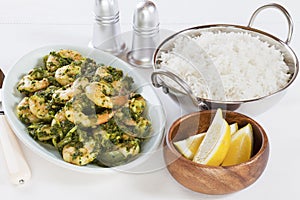 Prawn Saag Indian Curry with Basmati Rice