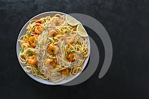 Prawn Schezwan Noodles with vegetables