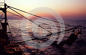 Prawn trawler at sea on the fishing grounds in the Timor Sea