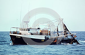 Prawn trawler at sea on the fishing grounds in the Timor Sea