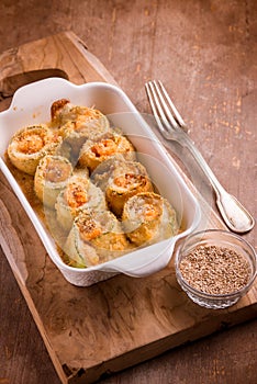 prawn zucchini rolls with mozzarella