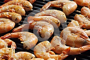 Prawns on the barbecue photo