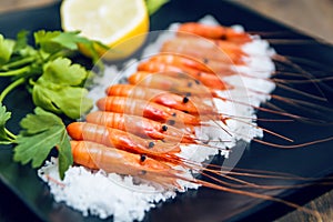 Prawns. Langostinos. Delicious seafood from Galician coast photo