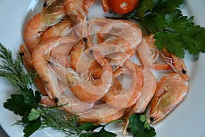 Prawns Latin. Caridea as food - delicacy