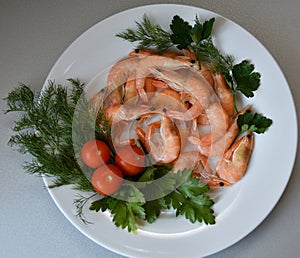 Prawns Latin. Caridea as food - delicacy