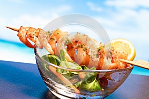 Prawns with salad