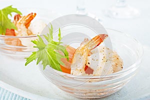 Prawns Shrimp Smoked Salmon Mizuna Appetiser photo
