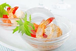 Prawns Shrimp Smoked Salmon Mizuna Appetiser