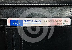 Prawo jazdy portfel, Polish driving license in a black wallet