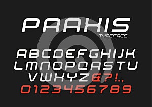 Praxis vector decorative italic font design, alphabet, typeface, photo