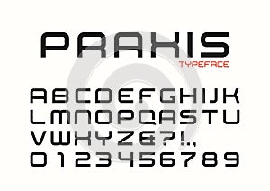 Praxis vector decorative regular font design, alphabet, typeface photo