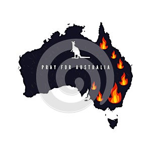 Pray for Australia banner. Forest fires in Australia.